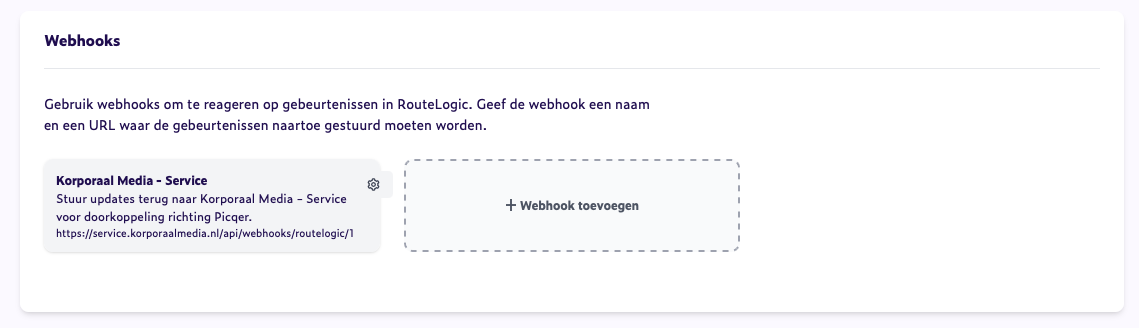 RouteLogic - Webhooks overzicht